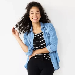Women's Sonoma Goods For Life® Essential Everyday Button-Down Shirt -Sonoma Goods For Life Sales 4991213 Denim