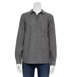 Women's Sonoma Goods For Life® Essential Everyday Button-Down Shirt -Sonoma Goods For Life Sales 4991213 Gray Chambray