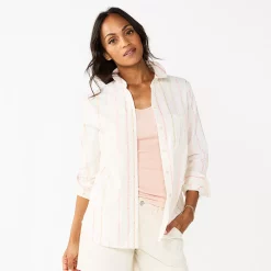 Women's Sonoma Goods For Life® Essential Everyday Button-Down Shirt -Sonoma Goods For Life Sales 4991213 White Multi Stripe