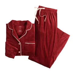 Women's Sonoma Goods For Life® Velour Long Sleeve Pajama Shirt & Pajama Pants Sleep Set -Sonoma Goods For Life Sales 5033010 ALT5