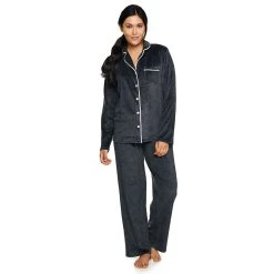 Women's Sonoma Goods For Life® Velour Long Sleeve Pajama Shirt & Pajama Pants Sleep Set