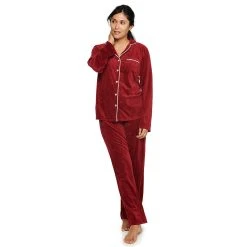 Women's Sonoma Goods For Life® Velour Long Sleeve Pajama Shirt & Pajama Pants Sleep Set -Sonoma Goods For Life Sales 5033010 Red Embossed Heart