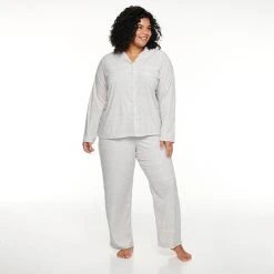 Plus Size Sonoma Goods For Life® Velour Pajama Shirt & Pajama Pants Set -Sonoma Goods For Life Sales 5033014 Silver Heather