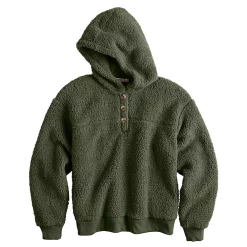 Women's Sonoma Goods For Life® Henley Sherpa Hoodie -Sonoma Goods For Life Sales 5092725 ALT5