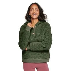 Women's Sonoma Goods For Life® Henley Sherpa Hoodie -Sonoma Goods For Life Sales 5092725 Dark Green