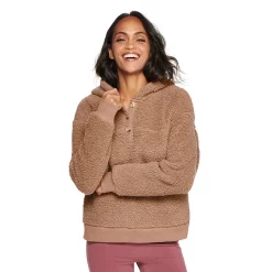 Women's Sonoma Goods For Life® Henley Sherpa Hoodie -Sonoma Goods For Life Sales 5092725 Khaki Tan