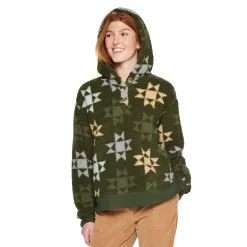 Women's Sonoma Goods For Life® Henley Sherpa Hoodie -Sonoma Goods For Life Sales 5092725 Olive Blue Geo Print