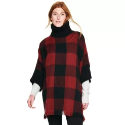 Women's Sonoma Goods For Life® Turtleneck Poncho -Sonoma Goods For Life Sales 5161618 Red Black