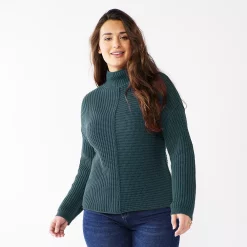 Women's Sonoma Goods For Life® Exposed Seaming Mockneck Sweater -Sonoma Goods For Life Sales 5195667 Green Twist