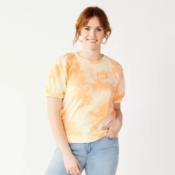 Women's Sonoma Goods For Life® Puff Sleeve Sweatshirt -Sonoma Goods For Life Sales 5237696 Peach Bleach Dye
