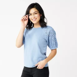 Women's Sonoma Goods For Life® Puff Sleeve Sweatshirt -Sonoma Goods For Life Sales 5237696 Washed Blue