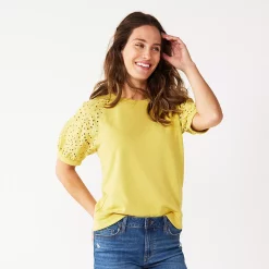 Women's Sonoma Goods For Life® Puff Sleeve Sweatshirt -Sonoma Goods For Life Sales 5237696 Washed Green