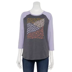 Women's Sonoma Goods For Life® Three Quarter Sleeve Baseball Graphic Tee -Sonoma Goods For Life Sales 5242169 Grey Floral Fields