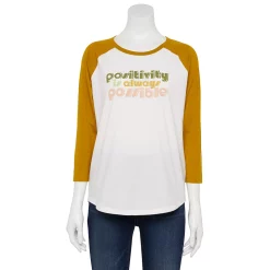 Women's Sonoma Goods For Life® Three Quarter Sleeve Baseball Graphic Tee -Sonoma Goods For Life Sales 5242169 Ivory Positivity