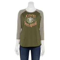 Women's Sonoma Goods For Life® Three Quarter Sleeve Baseball Graphic Tee -Sonoma Goods For Life Sales 5242169 Olive Good Days