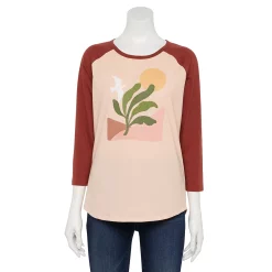Women's Sonoma Goods For Life® Three Quarter Sleeve Baseball Graphic Tee -Sonoma Goods For Life Sales 5242169 Peach Nature Scene