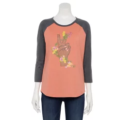 Women's Sonoma Goods For Life® Three Quarter Sleeve Baseball Graphic Tee -Sonoma Goods For Life Sales 5242169 Pink Peace Floral