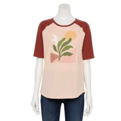 Women's Sonoma Goods For Life® Elbow Sleeve Baseball Graphic Tee -Sonoma Goods For Life Sales 5242399 Peach Nature Scene