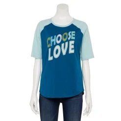 Women's Sonoma Goods For Life® Elbow Sleeve Baseball Graphic Tee -Sonoma Goods For Life Sales 5242399 Teal Choose Love