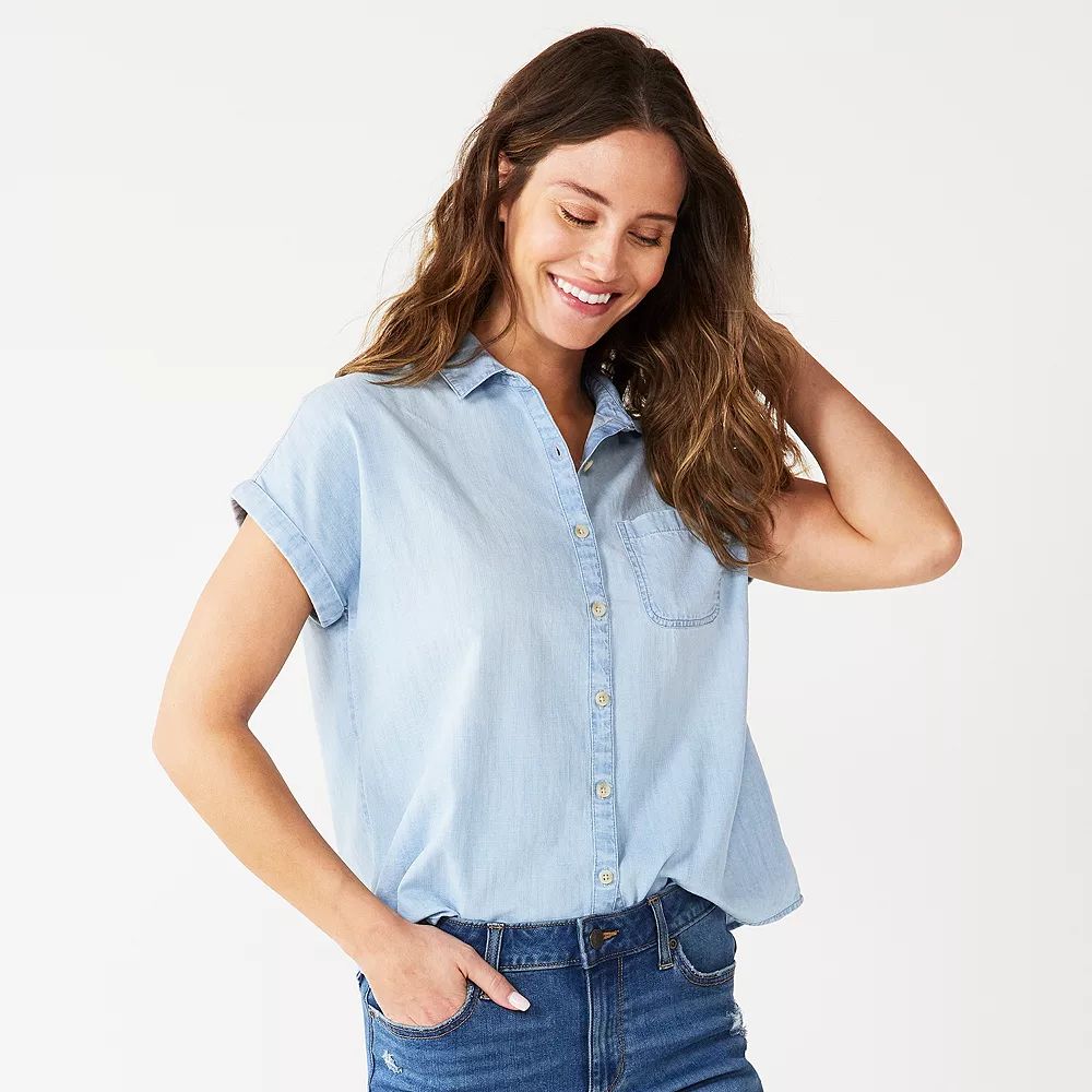 Petite Sonoma Goods For Life® Short Sleeve Button Down Shirt 3 Petite Sonoma Goods For Life® Short Sleeve Button Down Shirt - Image 3