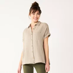 Women's Sonoma Goods For Life® Button-Front Shirt 34 Women's Sonoma Goods For Life® Button-Front Shirt -Sonoma Goods For Life Sales 5254682 Gray Brown