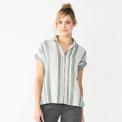 Women's Sonoma Goods For Life® Button-Front Shirt 41 Women's Sonoma Goods For Life® Button-Front Shirt -Sonoma Goods For Life Sales 5254682 Gray Green Stripe