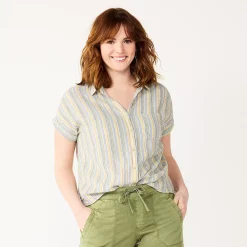 Women's Sonoma Goods For Life® Button-Front Shirt 25 Women's Sonoma Goods For Life® Button-Front Shirt -Sonoma Goods For Life Sales 5254682 Multi Stripe