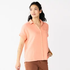 Women's Sonoma Goods For Life® Button-Front Shirt 38 Women's Sonoma Goods For Life® Button-Front Shirt -Sonoma Goods For Life Sales 5254682 Soft Coral
