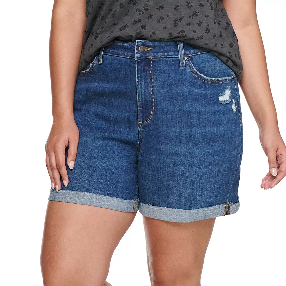 Plus Size Sonoma Goods For Life® Premium High-Waist Denim Shorts 1 Plus Size Sonoma Goods For Life® Premium High-Waist Denim Shorts