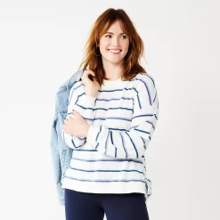 Women's Sonoma Goods For Life® Side Tie Sweatshirt -Sonoma Goods For Life Sales 5271671 Ivory Hope Stripe