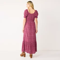 Maternity Sonoma Goods For Life® Smocked Sleeve Babydoll Maxi Dress -Sonoma Goods For Life Sales 5523595 ALT