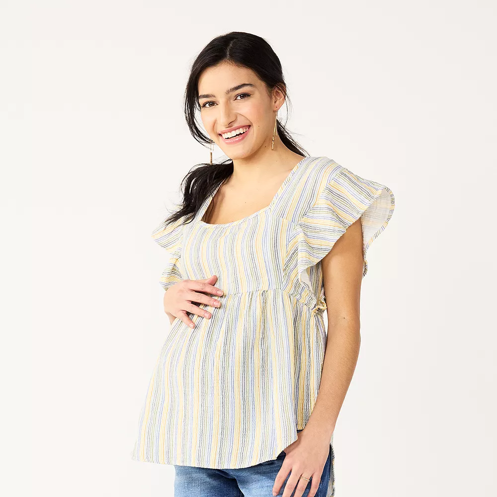 Maternity Sonoma Goods For Life® Squareneck Ruffle Top 4 Maternity Sonoma Goods For Life® Squareneck Ruffle Top - Image 4
