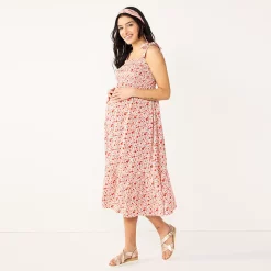 Maternity Sonoma Goods For Life® Smocked Tie-Shoulder Midi Dress