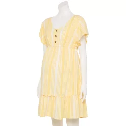 Maternity Sonoma Goods For Life® Flutter-Sleeve Tiered Dress -Sonoma Goods For Life Sales 5549577 Yellow Candy Stripe