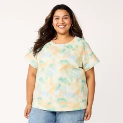 Plus Size Sonoma Goods For Life® Short-Sleeve Fleece Sweatshirt -Sonoma Goods For Life Sales 5550378 Blue Cloud Dye