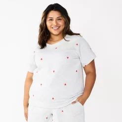 Plus Size Sonoma Goods For Life® Short-Sleeve Fleece Sweatshirt -Sonoma Goods For Life Sales 5550378 Gray Hearts