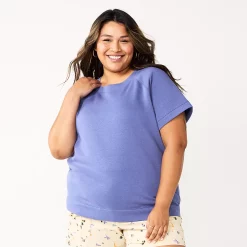 Plus Size Sonoma Goods For Life® Short-Sleeve Fleece Sweatshirt -Sonoma Goods For Life Sales 5550378 Iris Bouquet