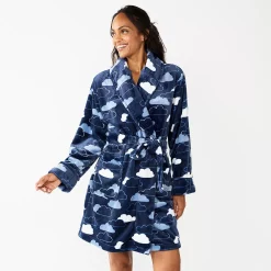 Women's Sonoma Goods For Life® Short Plush Robe -Sonoma Goods For Life Sales 5574694 Navy Clouds