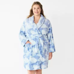 Plus Size Sonoma Goods For Life® Short Plush Robe -Sonoma Goods For Life Sales 5574695 Blue Dye Effect