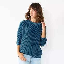 Women's Sonoma Goods For Life® Textured Drop-Shoulder Sweater -Sonoma Goods For Life Sales 5579623 Blue