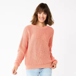 Women's Sonoma Goods For Life® Textured Drop-Shoulder Sweater -Sonoma Goods For Life Sales 5579623 Coral