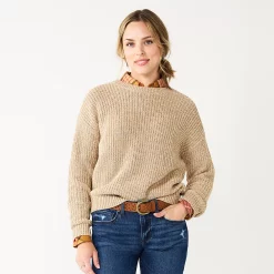 Women's Sonoma Goods For Life® Textured Drop-Shoulder Sweater -Sonoma Goods For Life Sales 5579623 Tan Marl
