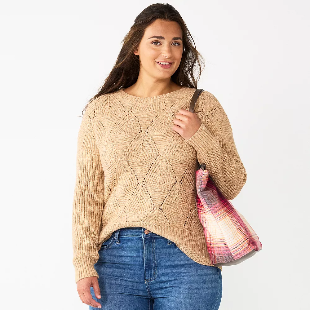 Women's Sonoma Goods For Life® Diamond Stitch Pullover Sweater 6 Women's Sonoma Goods For Life® Diamond Stitch Pullover Sweater - Image 6