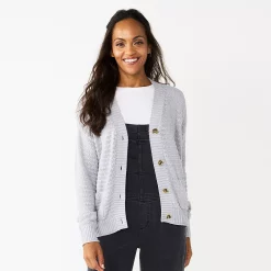 Women's Sonoma Goods For Life® Cropped Cardigan -Sonoma Goods For Life Sales 5581344 Silver Gray