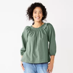 Women's Sonoma Goods For Life® Ruffle Shoulder Peasant Top -Sonoma Goods For Life Sales 5584039 Green Gray Blue