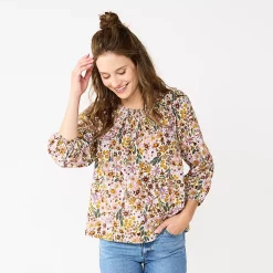 Women's Sonoma Goods For Life® Ruffle Shoulder Peasant Top -Sonoma Goods For Life Sales 5584039 Purple Multi Floral