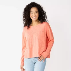 Women's Sonoma Goods For Life® Long Sleeve Pocket Tee -Sonoma Goods For Life Sales 5585375 Coral Pink