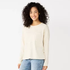 Women's Sonoma Goods For Life® Long Sleeve Pocket Tee -Sonoma Goods For Life Sales 5585375 Cream
