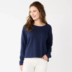 Women's Sonoma Goods For Life® Long Sleeve Pocket Tee -Sonoma Goods For Life Sales 5585375 Navy