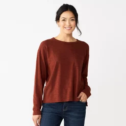Women's Sonoma Goods For Life® Long Sleeve Pocket Tee -Sonoma Goods For Life Sales 5585375 Plum Wine